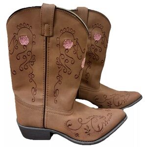Women's NEVER WORN Shyanne Brown Pink Floral Embroidered Cowboy Boots‎ Size 6D